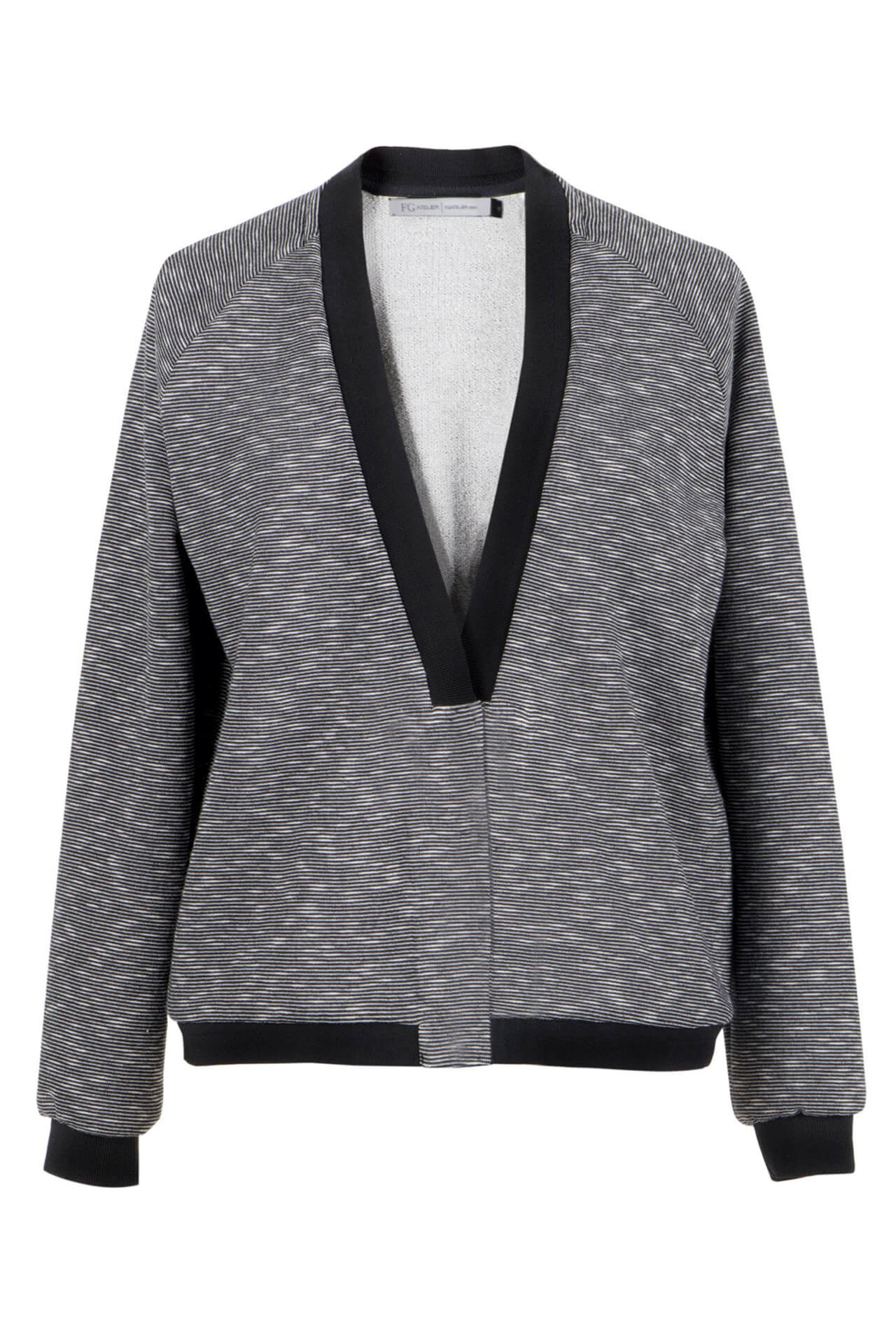 Grey & White Striped Jersey Blazer