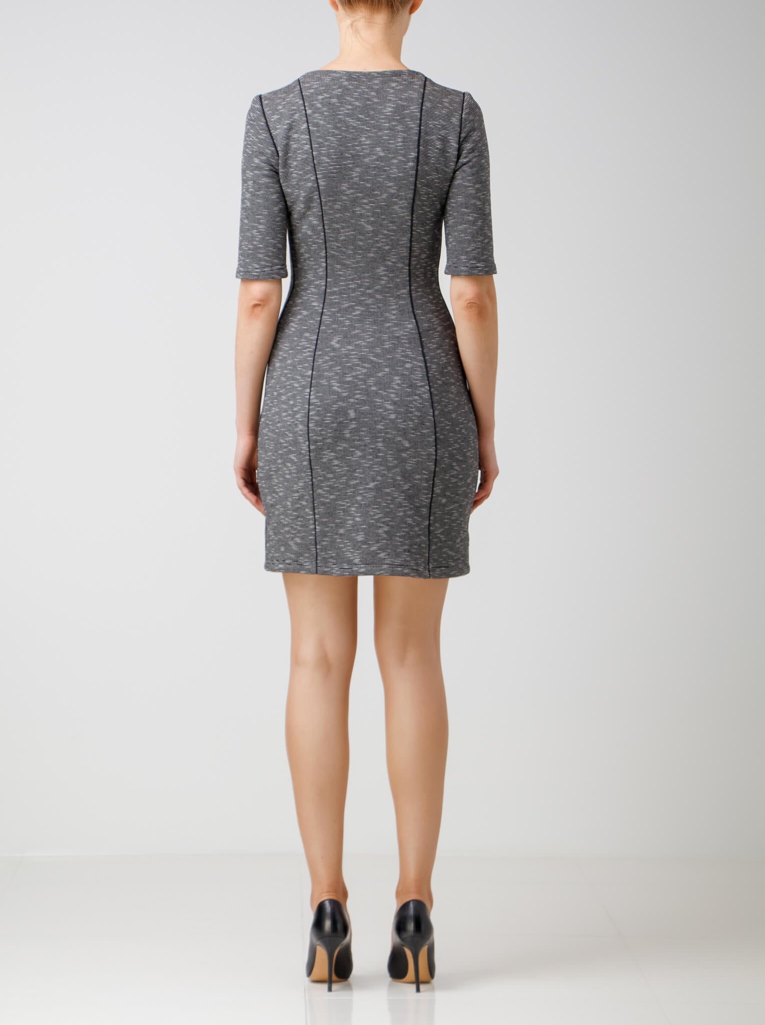 Grey & White Mélange Stretch Jersey Dress