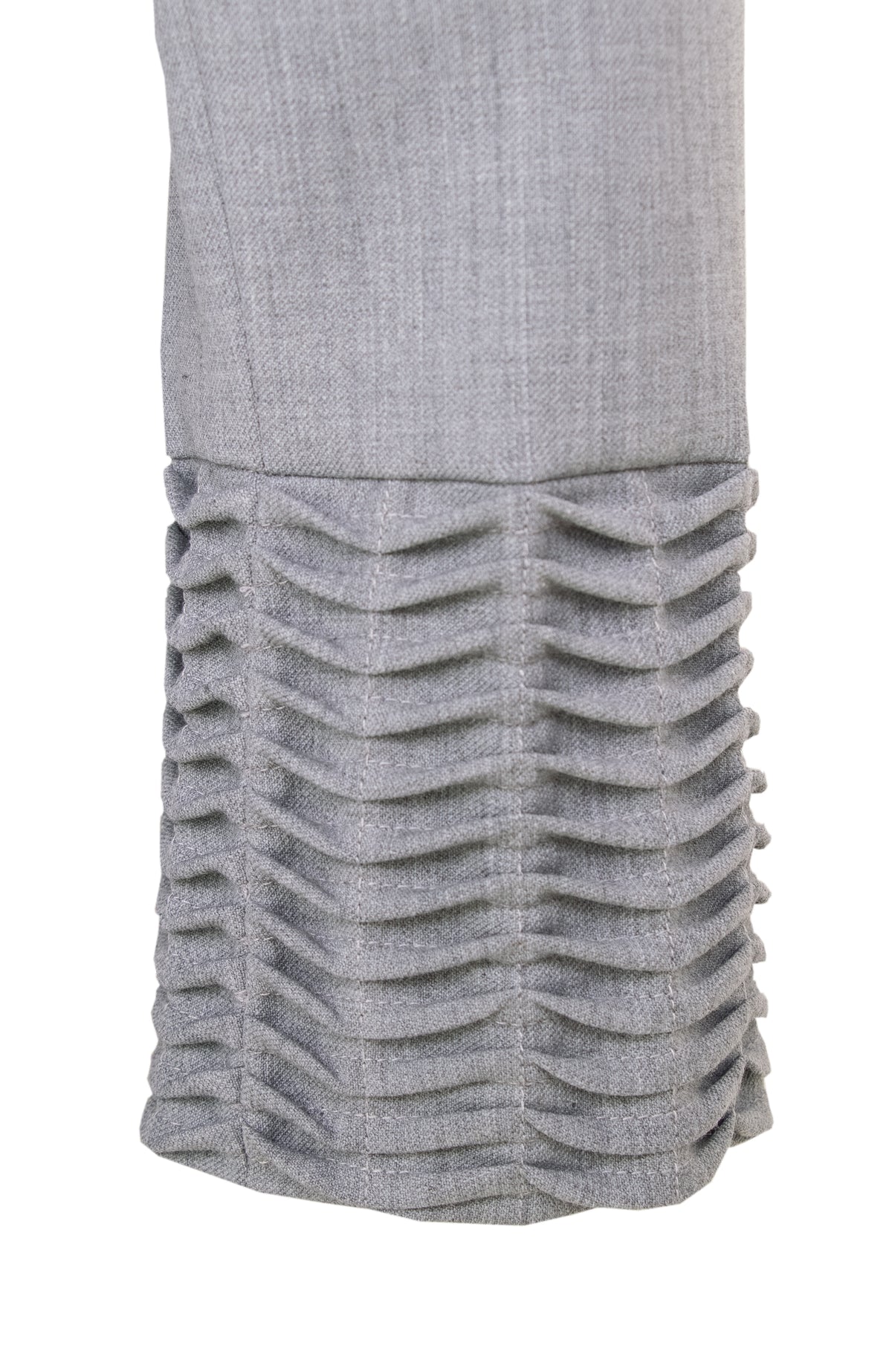Grey stretch wool tuck wave dress