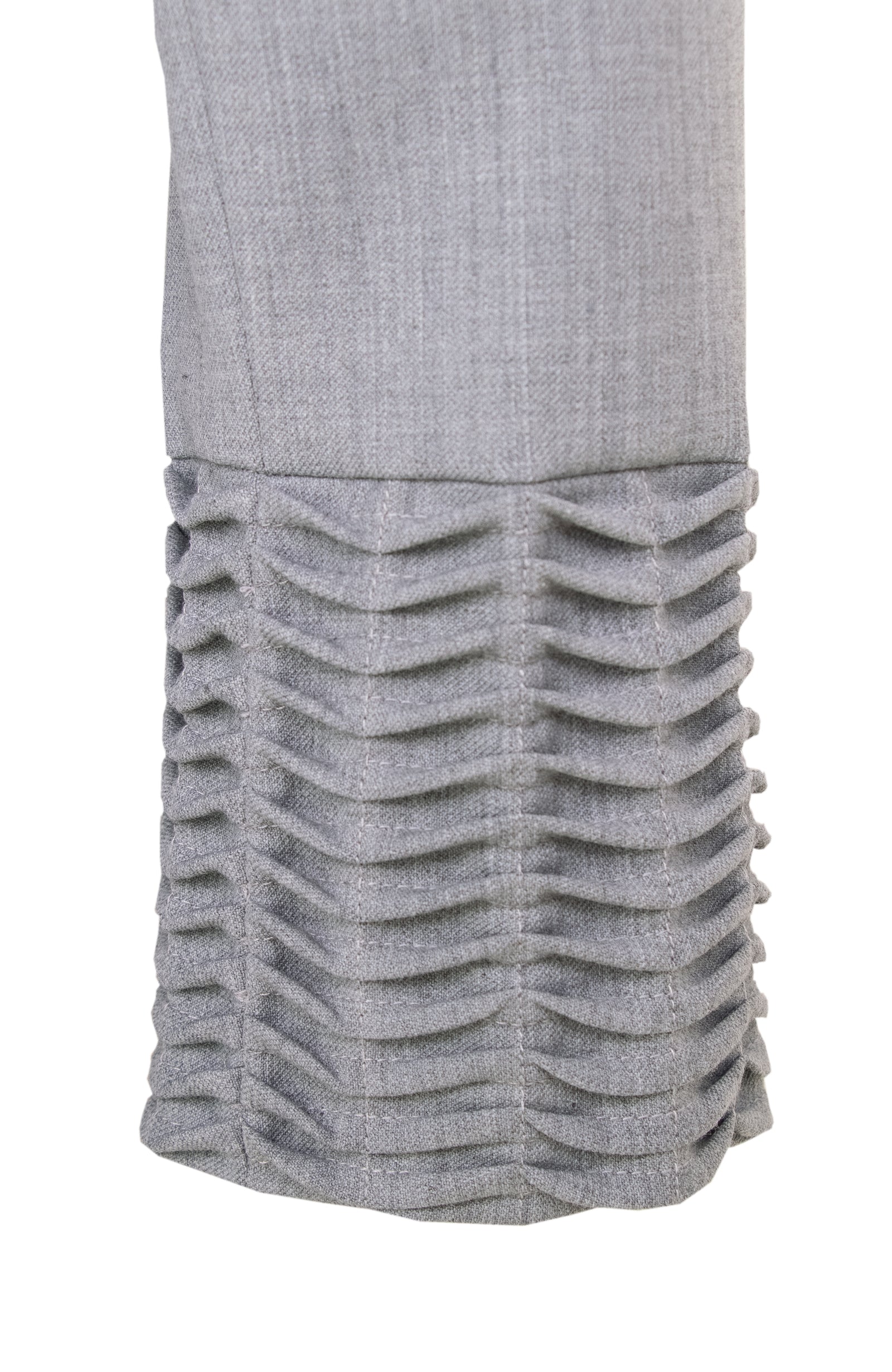 Grey stretch wool tuck wave dress