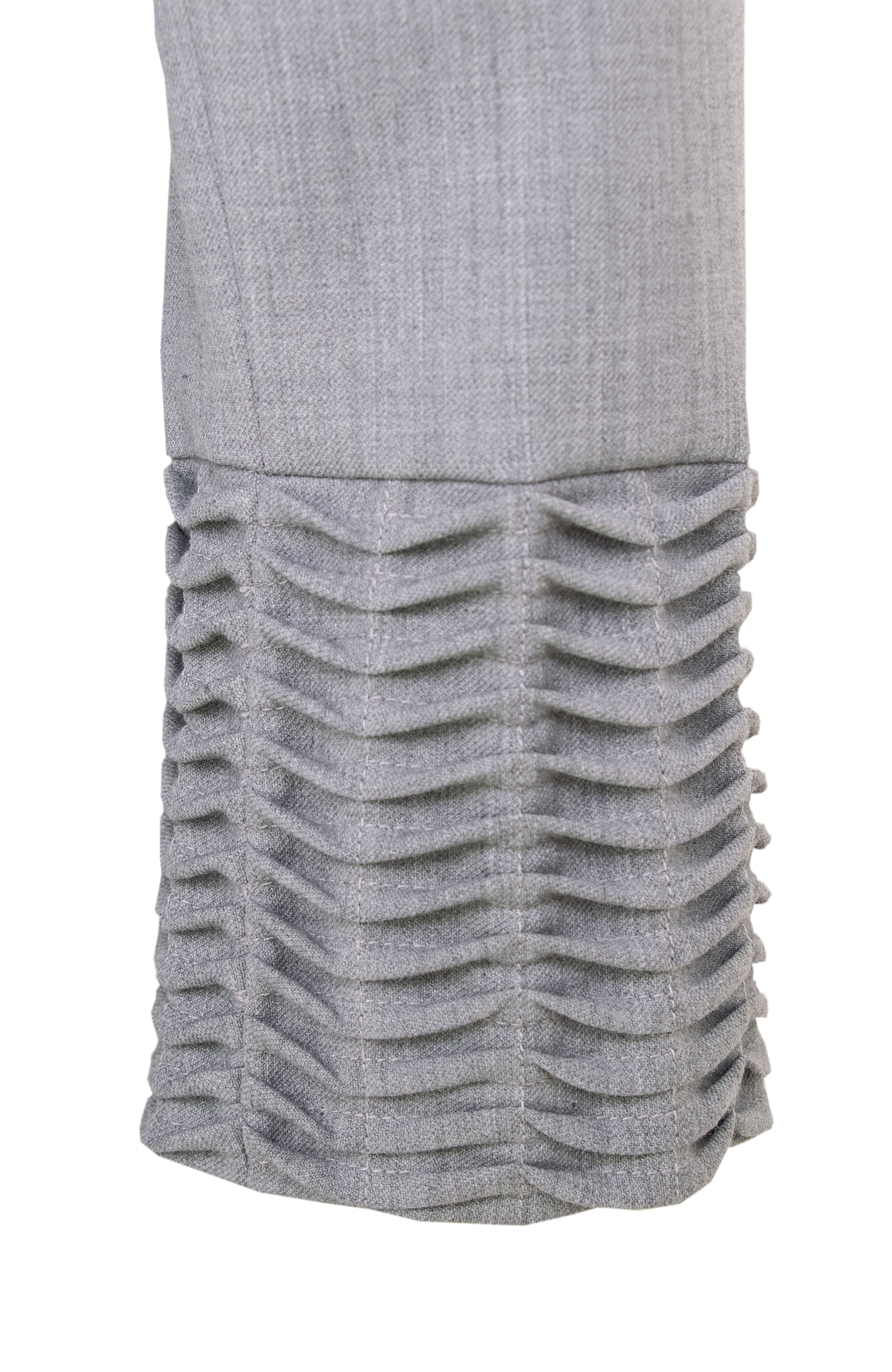 Grey stretch wool tuck wave dress