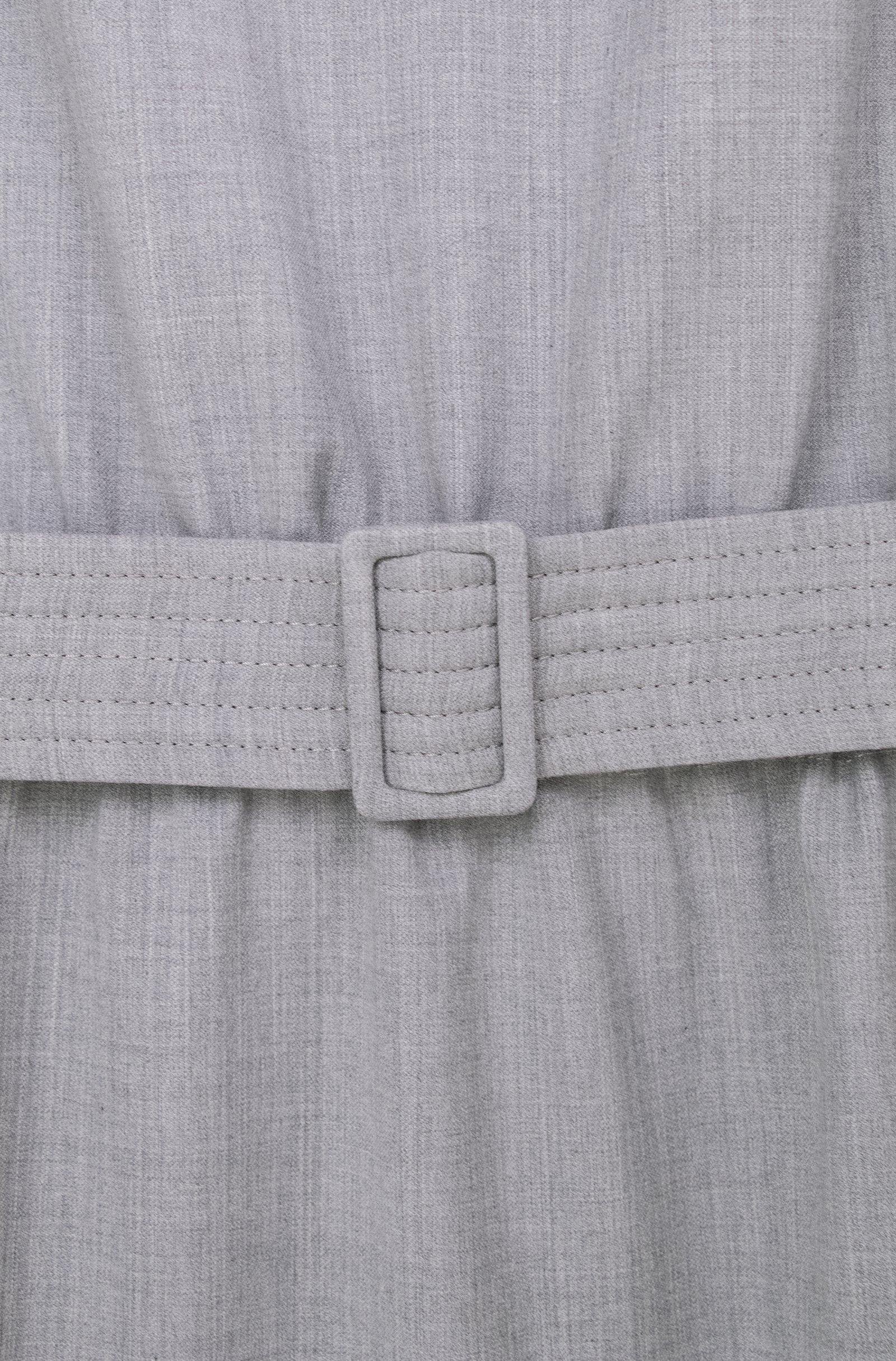 Grey stretch wool tuck wave dress