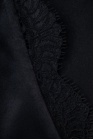 Guipure lace-trimmed stretch silk top