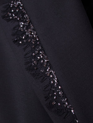 Guipure lace & beads embellished oversized jacket