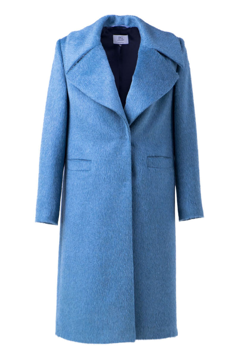Pure alpaca wool light blue coat