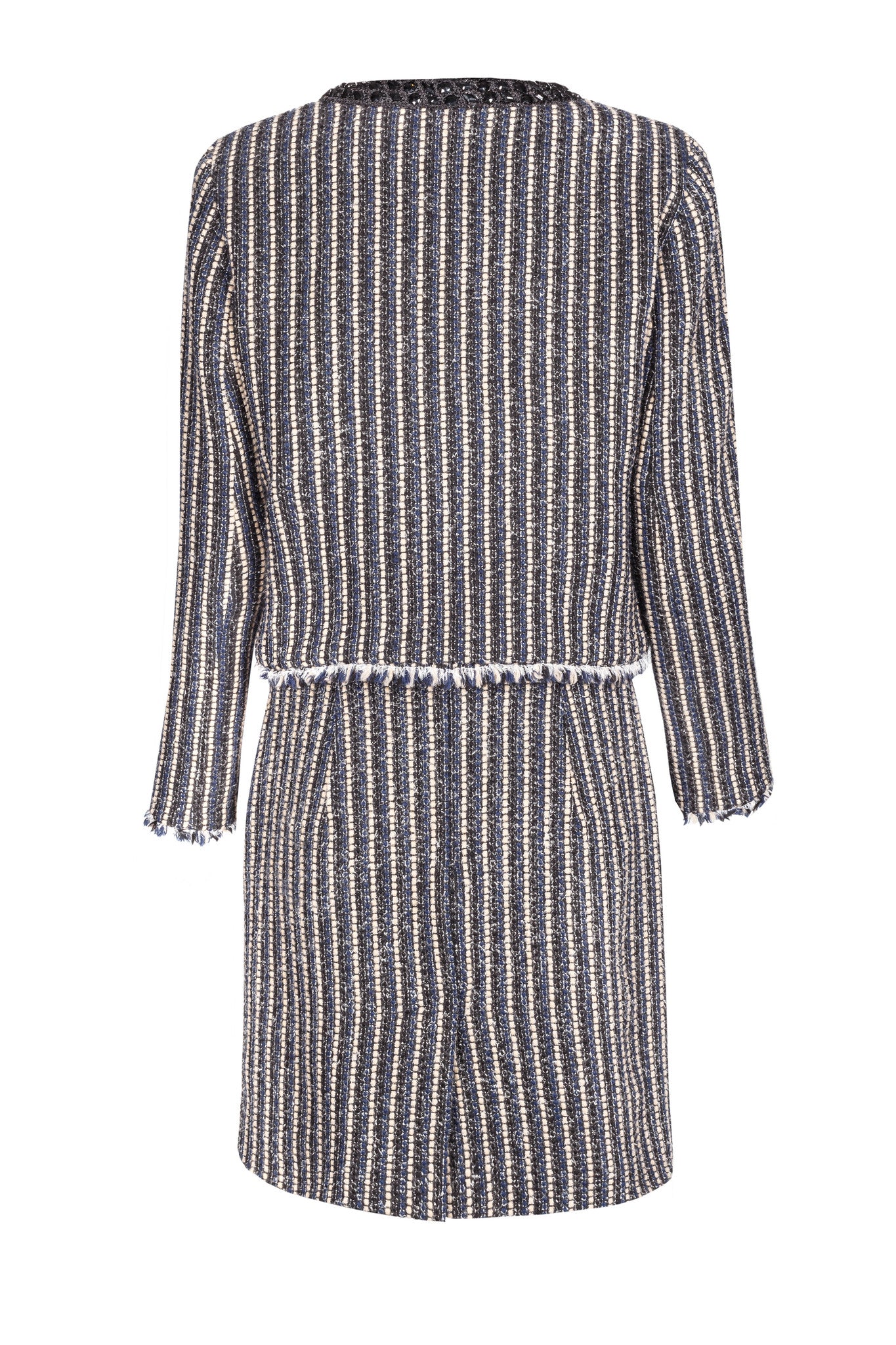 Black and white striped skirt suit outlet