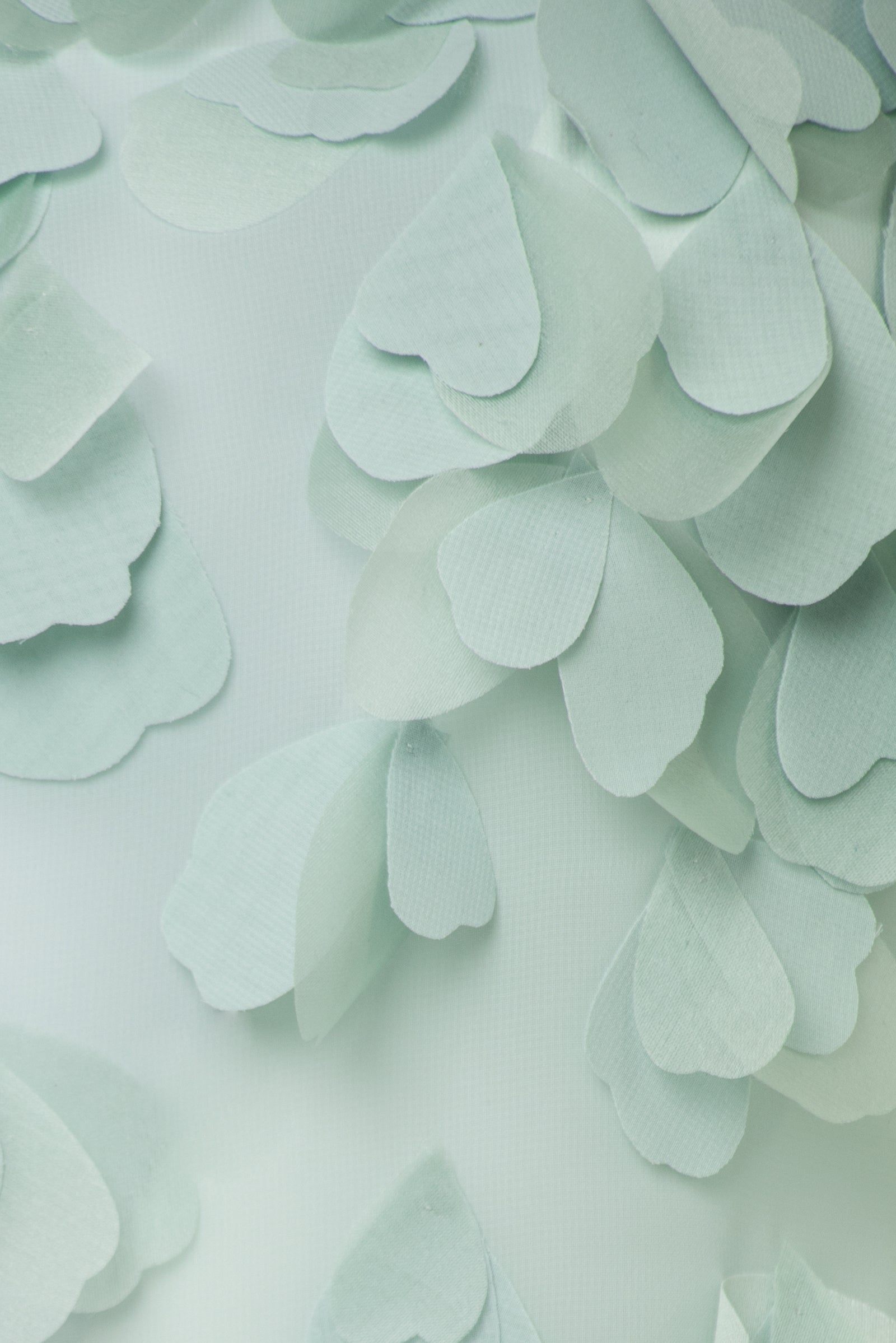 Mint silk georgette sleeveless blouse with hand-cut organza petals 