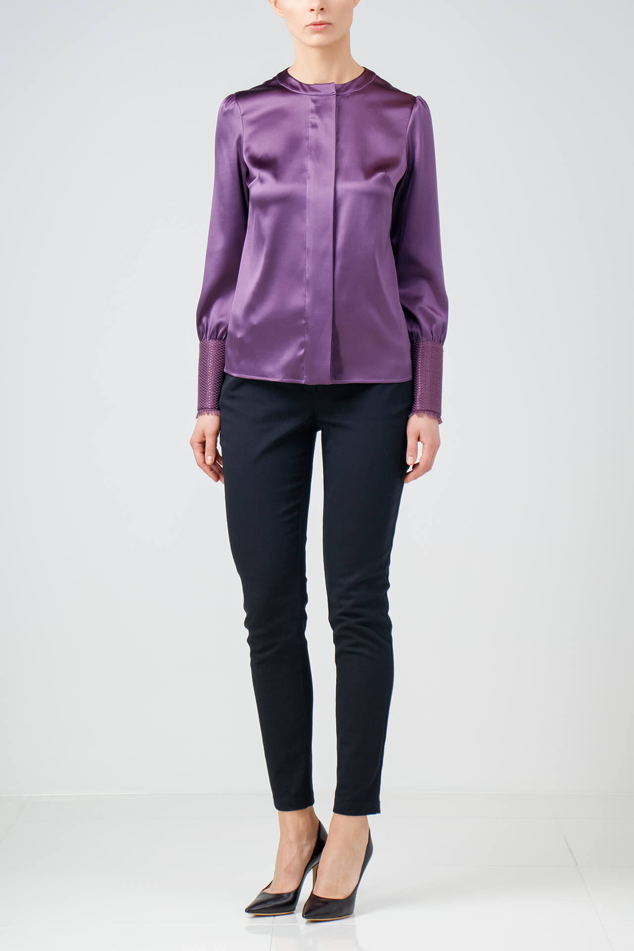 Stretch-silk purple shirts