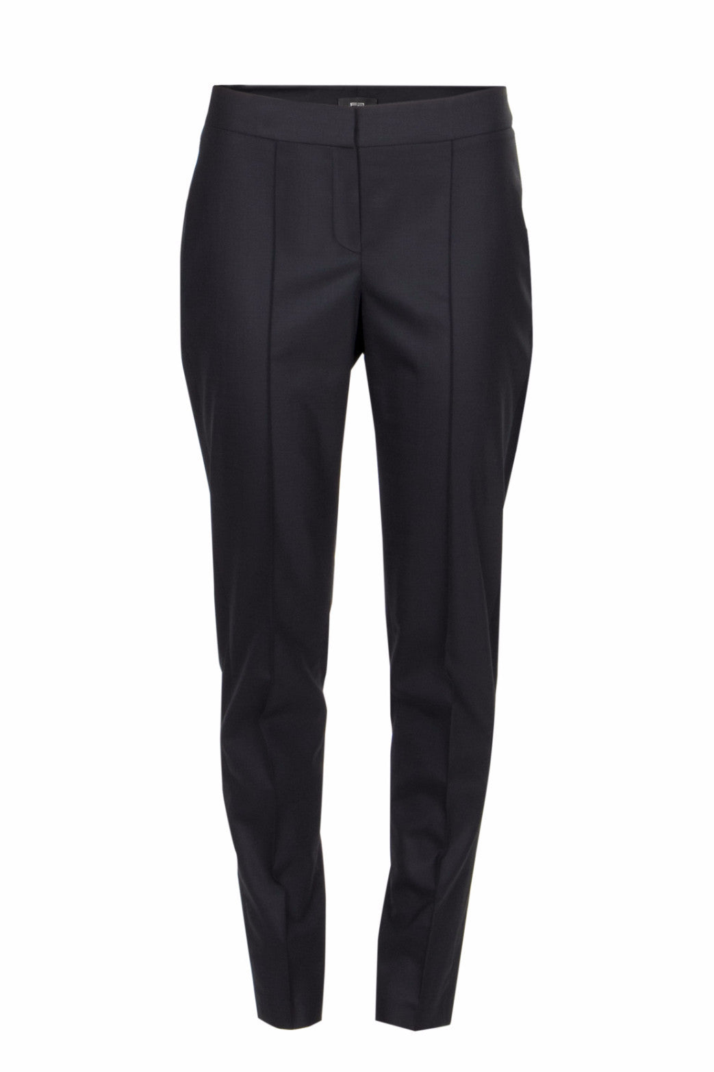 Satin-trimmed stretch-wool pants