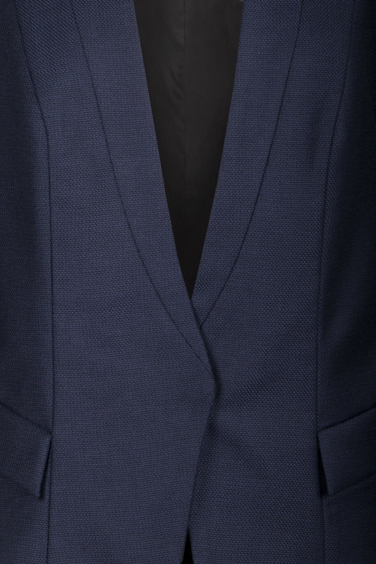 Single-snap navy blue wool jacket