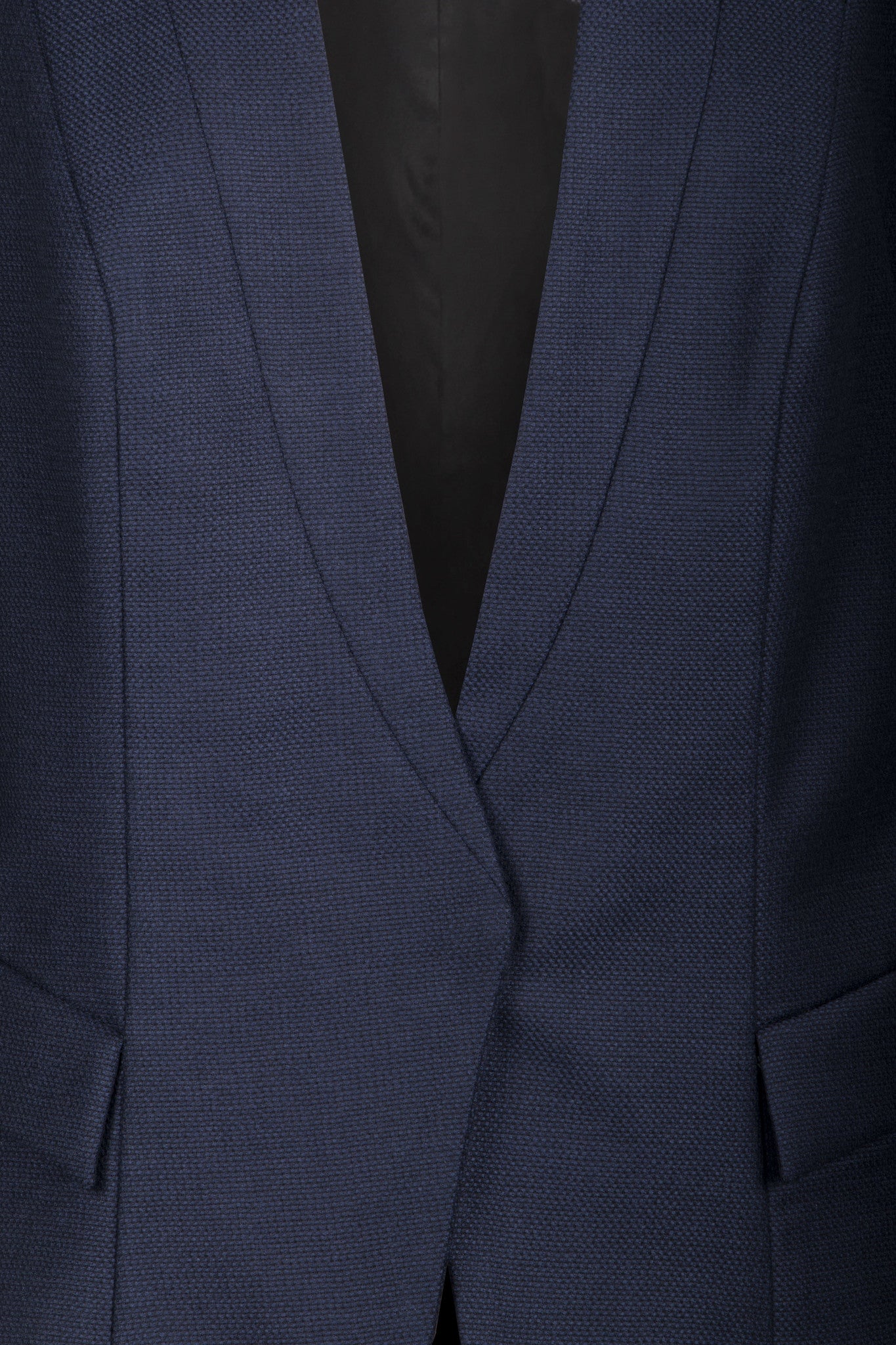 Single-snap navy blue wool jacket