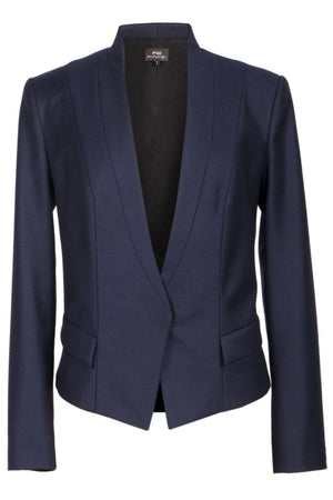 Single-snap navy blue wool jacket