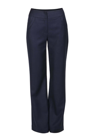 Single-snap Navy Blue Wool Pantsuit