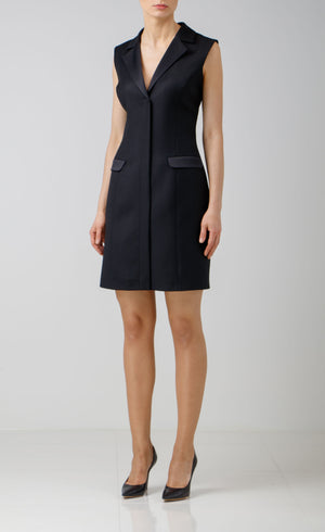 Sleveless Black Wool Blazer Dress 