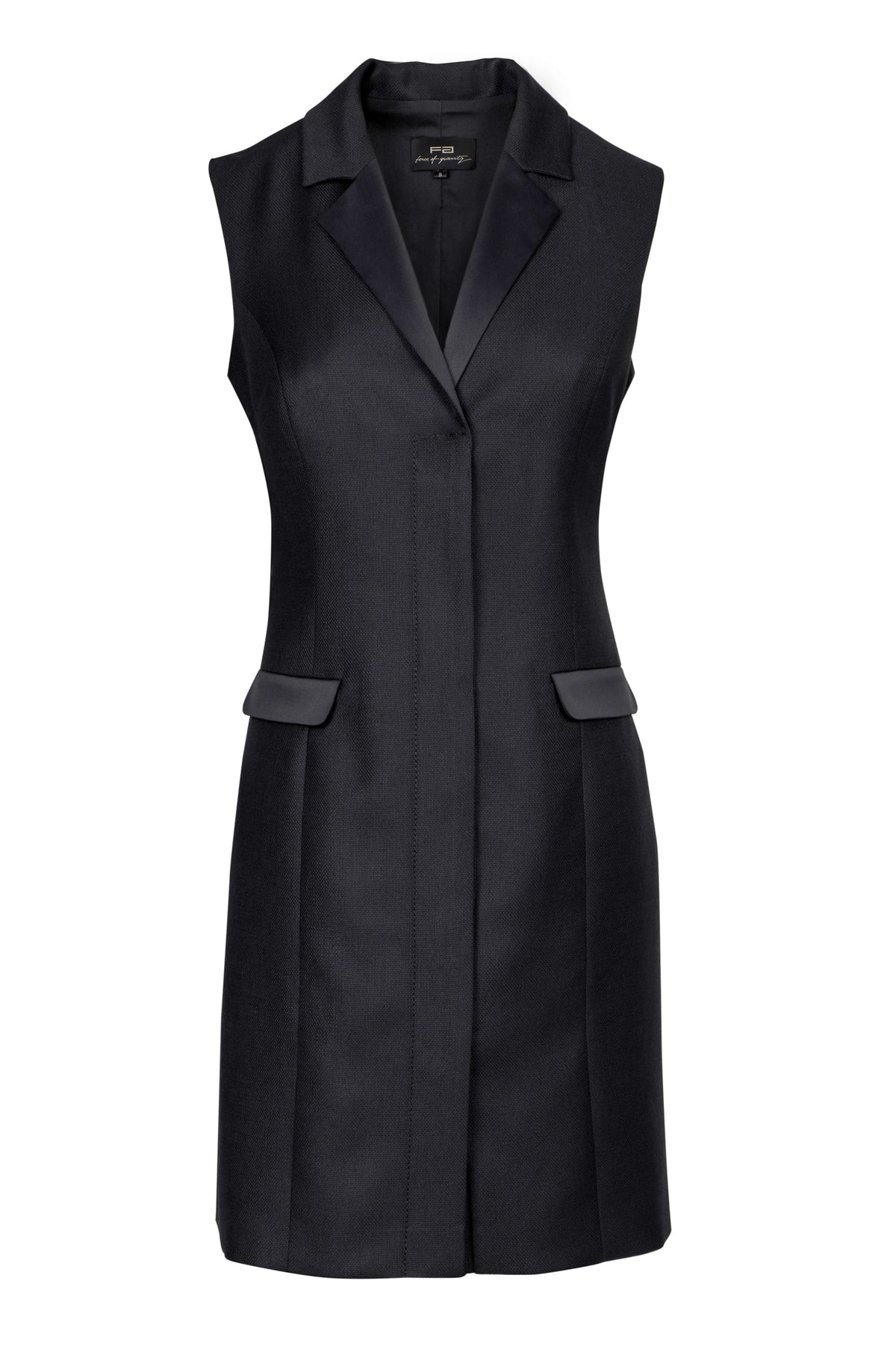 Sleveless Black Wool Blazer Dress 