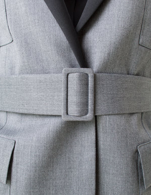 Stretch wool grey military style blazer