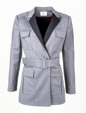 Stretch wool grey military style jacket