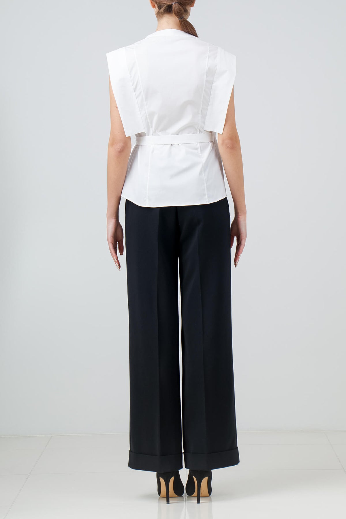 White stretch Egyptian cotton wrap shirt