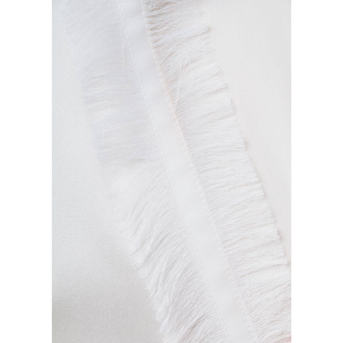 White stretch silk blouse with fringe detail