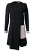 Black stretch wool dress with tweed detail