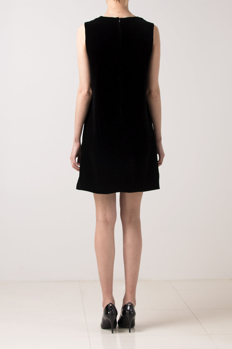 Black velvet sleeveless loose dress FG atelier