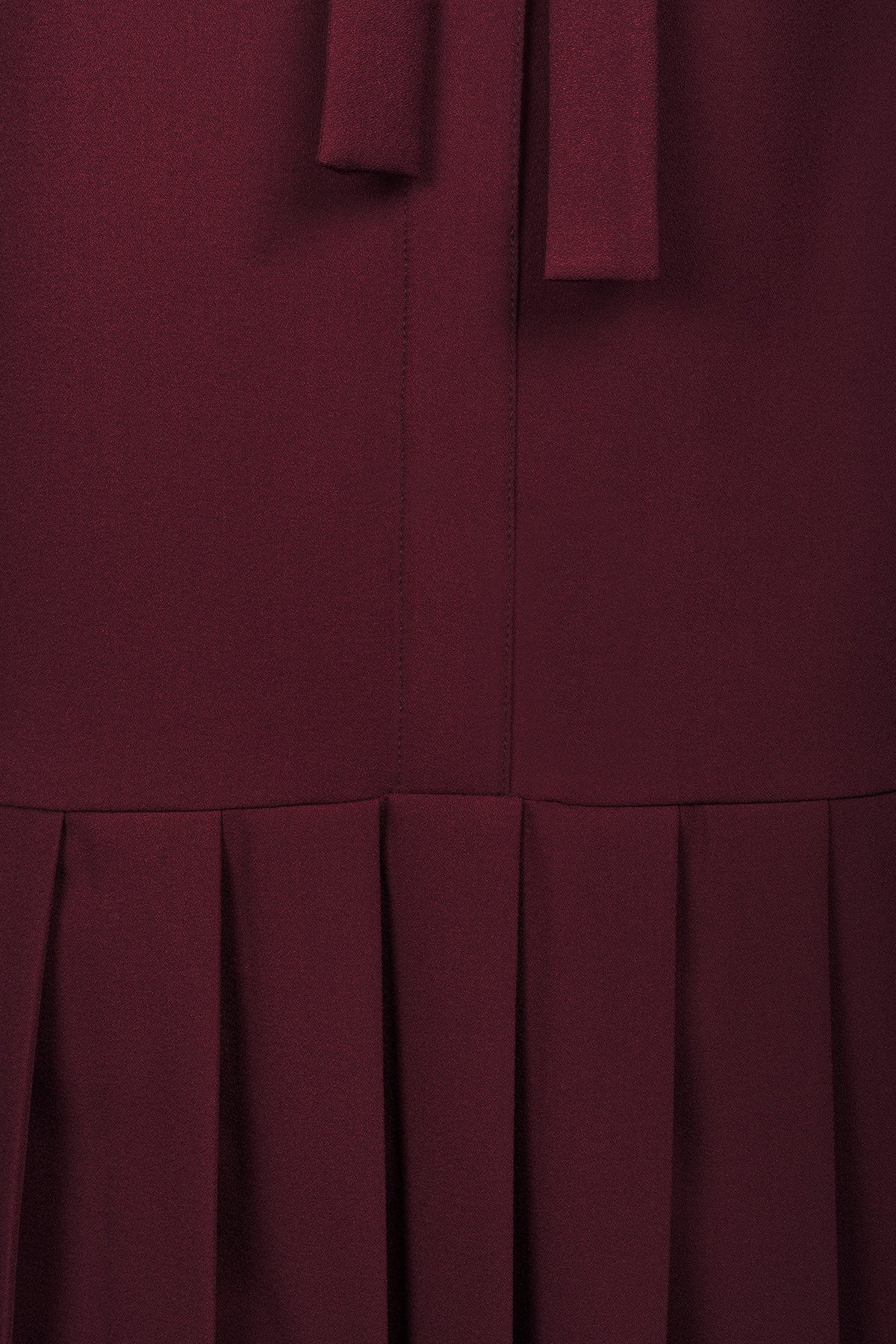 PLEATED BURGUNDY VISCOSE-BLEND CREPE DRESS