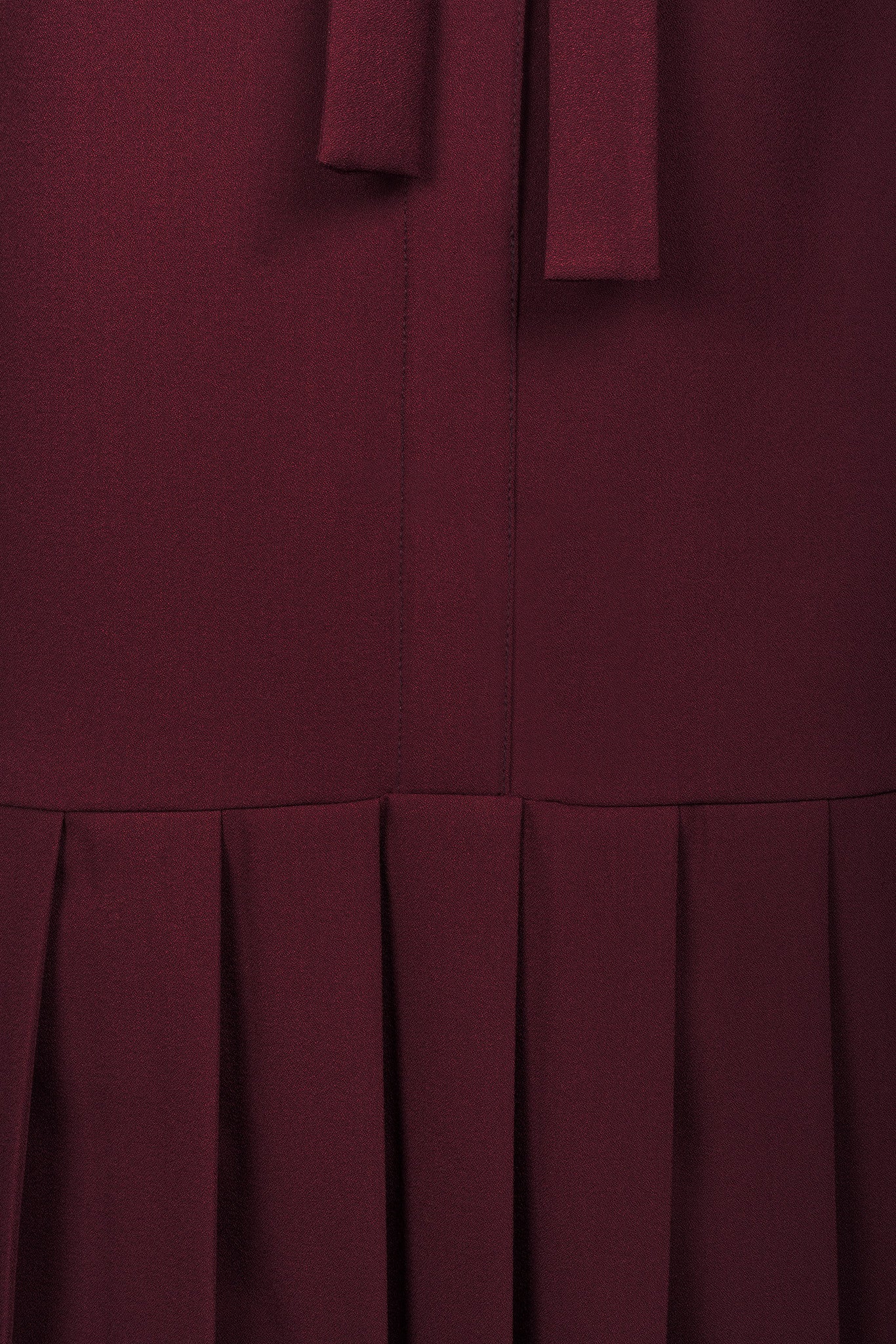 PLEATED BURGUNDY VISCOSE-BLEND CREPE DRESS