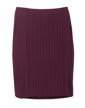 Burgundy viscose-blend crepe skirt