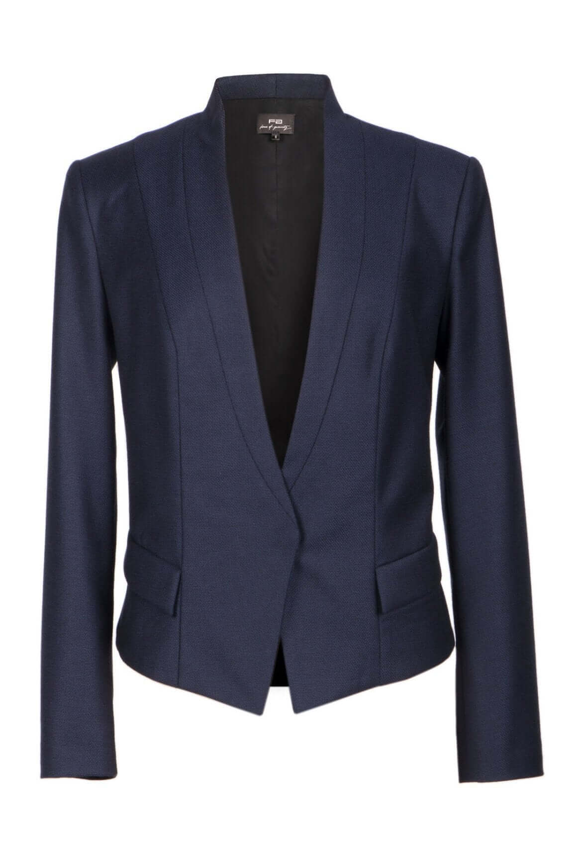 Single-snap Navy Blue Wool Pantsuit