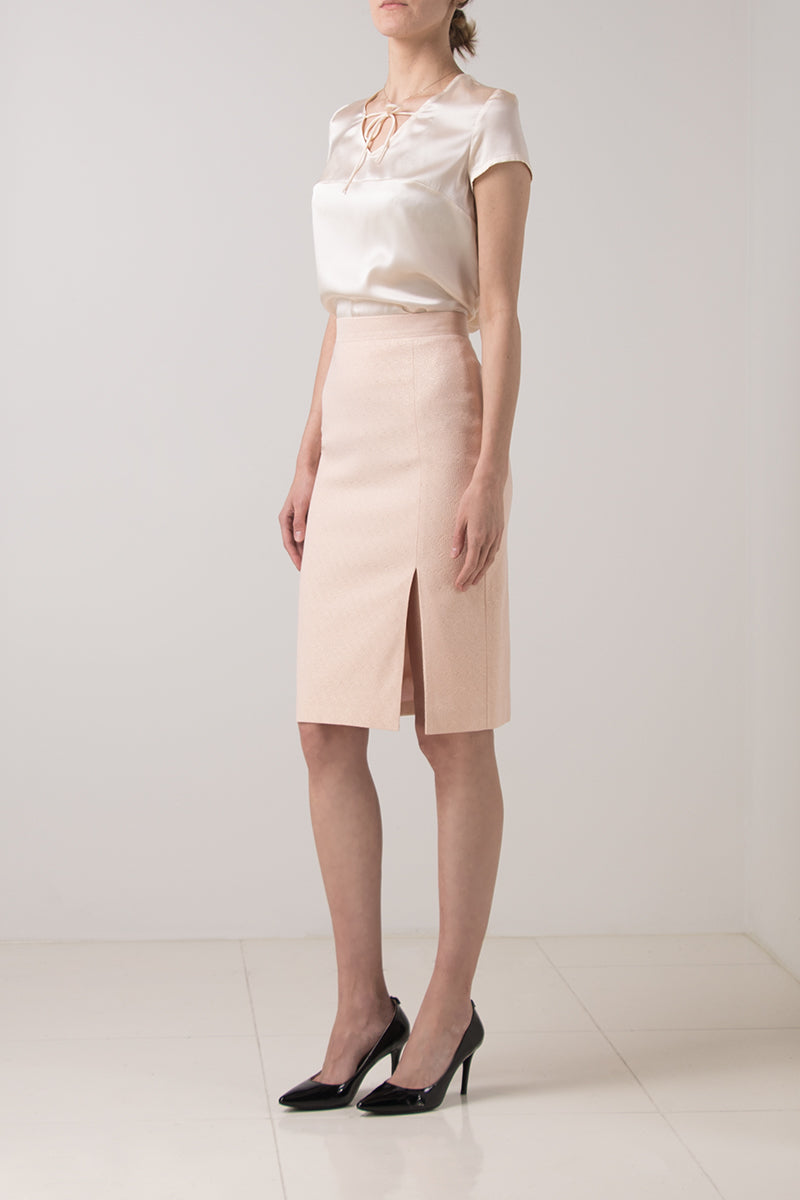 Stretch light pink pencil skirt FG atelier