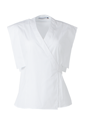 White stretch Egyptian cotton wrap shirt