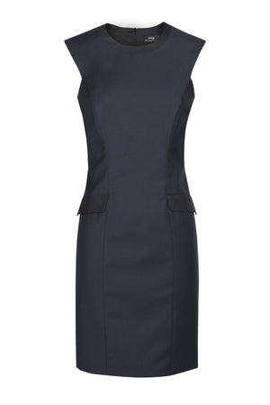 Wool dress with flap pockets
